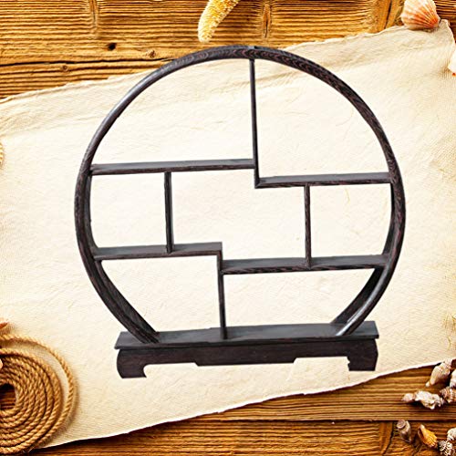 Healifty Chinese Antique Display Rack Art Retro Wall Shelf Carving Crafts Flower Pot Book Rack Organizer Shadow Box Decor for Home Desk Decoration Floating Wood Shelves