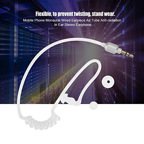 3.5mm Air Tube Monaural Earbu, Mobile Phone Monaural Wired Earpiece Air Tube Anti Radiation in Ear Stereo Earphone