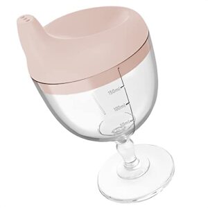 vikrom plastic goblet sippy cup wine glass - 5oz wine glass sippy cup - no spill sippy wine glass with lid anti-fall beverage mug with lid for holiday birthday party (beige)