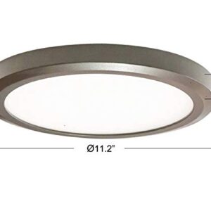 LIT-PaTH LED Flush Mount Ceiling Light Fixture, 3000/4000K/5000K Switch, CRI80+, Dimmable 11 Inch Slim Edge Light, 12.5W 875 Lumen, Aluminum Housing, 1-Pack, Bronze Finish