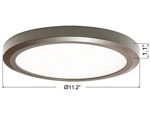 LIT-PaTH LED Flush Mount Ceiling Light Fixture, 3000/4000K/5000K Switch, CRI80+, Dimmable 11 Inch Slim Edge Light, 12.5W 875 Lumen, Aluminum Housing, 1-Pack, Bronze Finish