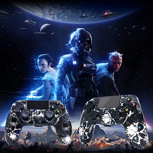 Wireless Controller for PS4,Black Ghost Style High Performance Double Vibration Controller Compatible with Playstation 4 /Pro/Slim/PC with Sensitive Touch Pad,Audio Function, Mini LED Indicator