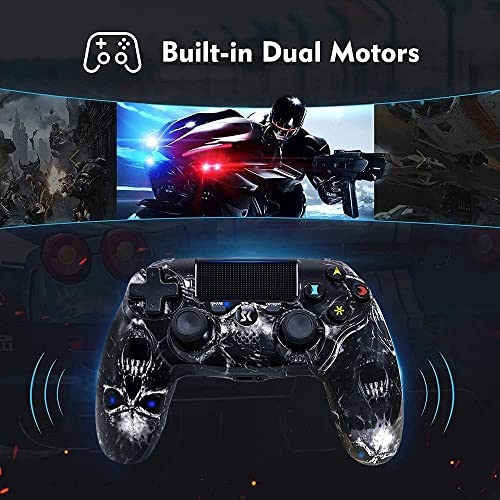 Wireless Controller for PS4,Black Ghost Style High Performance Double Vibration Controller Compatible with Playstation 4 /Pro/Slim/PC with Sensitive Touch Pad,Audio Function, Mini LED Indicator
