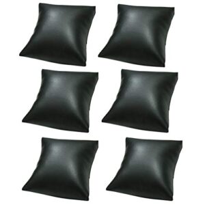 teensery 6 pcs black pu leather small bracelet watch pillow bangle cushions for jewelry displays, 4x4 inch