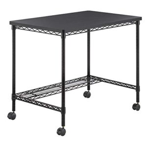safco products home office computer wire desk, steel frame, melamine top, wheeled or stationary base, great for apartments and dorms, black