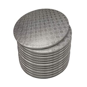 spec101 round cake boards bulk 12pk - 12 inch cake drum round silver cardboard base with 1/2 inch thick smooth foil edge