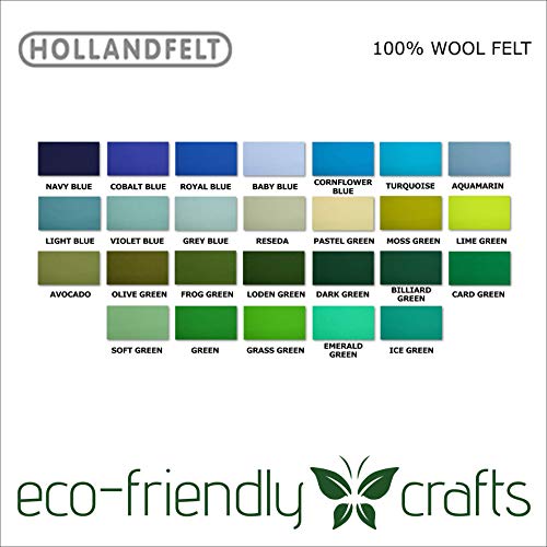 Holland Felt - 100% Merino Wool Felt - Blues and Greens - 1mm Thick - 20cm x 30cm Single Sheet (Violet Blue-52, 20cm x 30cm)