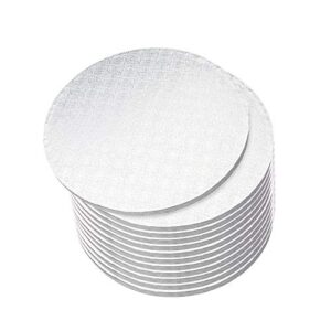 spec101 round cake boards bulk 12pk - 10 inch cake drum round white cardboard base with 1/2 inch thick smooth foil edge