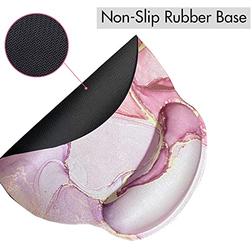 Mouse Pad with Wrist Rest Support, Custom Original Memory Foam Wrist Rest Pad Non-Slip Ergonomic Desk Gaming Mouse Mat for Home & Office (Marble Pink Purple)