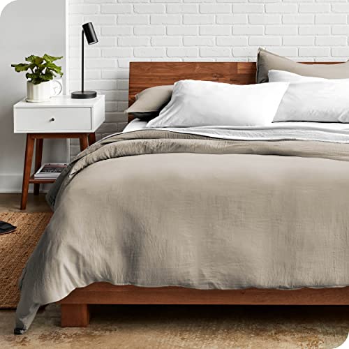 Bare Home Sandwashed Duvet Cover - Queen Size - Premium 1800 Ultra-Soft Brushed Microfiber - Easy Care (Queen, Sandwashed Fog)