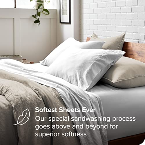 Bare Home Sandwashed Duvet Cover - Queen Size - Premium 1800 Ultra-Soft Brushed Microfiber - Easy Care (Queen, Sandwashed Fog)