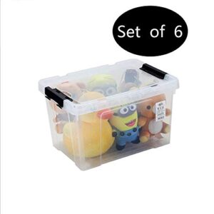 Ggbin 22 Quart Plastic Storage Box with Lid, Black Latching Bins, 6 Packs.