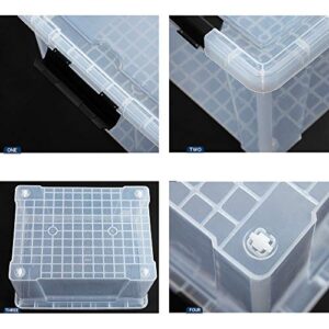 Ggbin 22 Quart Plastic Storage Box with Lid, Black Latching Bins, 6 Packs.
