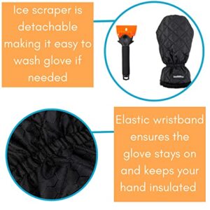 BIRDROCK HOME Ice Scraper and Breaker Combo for Car Windshield & Windows | Water Resistant & Large Padded Glove | Wide 4" Blade | Non-Scratch | Tough ABS Plastic