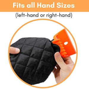 BIRDROCK HOME Ice Scraper and Breaker Combo for Car Windshield & Windows | Water Resistant & Large Padded Glove | Wide 4" Blade | Non-Scratch | Tough ABS Plastic