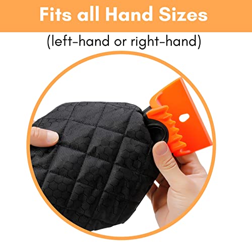 BIRDROCK HOME Ice Scraper and Breaker Combo for Car Windshield & Windows | Water Resistant & Large Padded Glove | Wide 4" Blade | Non-Scratch | Tough ABS Plastic