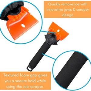 BIRDROCK HOME Ice Scraper and Breaker Combo for Car Windshield & Windows | Water Resistant & Large Padded Glove | Wide 4" Blade | Non-Scratch | Tough ABS Plastic