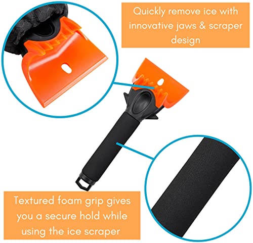 BIRDROCK HOME Ice Scraper and Breaker Combo for Car Windshield & Windows | Water Resistant & Large Padded Glove | Wide 4" Blade | Non-Scratch | Tough ABS Plastic