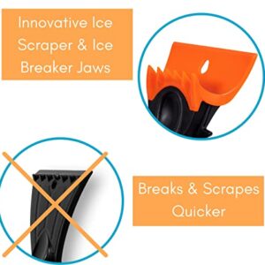 BIRDROCK HOME Ice Scraper and Breaker Combo for Car Windshield & Windows | Water Resistant & Large Padded Glove | Wide 4" Blade | Non-Scratch | Tough ABS Plastic