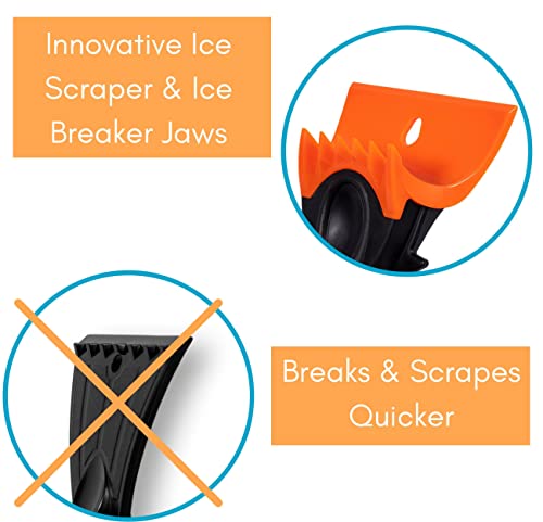 BIRDROCK HOME Ice Scraper and Breaker Combo for Car Windshield & Windows | Water Resistant & Large Padded Glove | Wide 4" Blade | Non-Scratch | Tough ABS Plastic