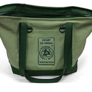 Hemp Go Green 100% Hemp Canvas Washable Heavy-Duty Zippered Tote Bag - Every Day Carry Tote Bag