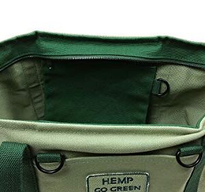 Hemp Go Green 100% Hemp Canvas Washable Heavy-Duty Zippered Tote Bag - Every Day Carry Tote Bag