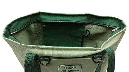 Hemp Go Green 100% Hemp Canvas Washable Heavy-Duty Zippered Tote Bag - Every Day Carry Tote Bag