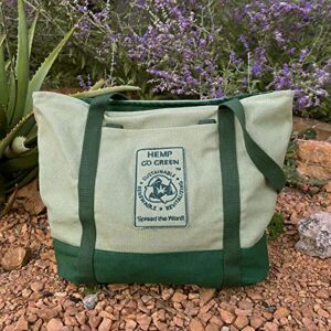 Hemp Go Green 100% Hemp Canvas Washable Heavy-Duty Zippered Tote Bag - Every Day Carry Tote Bag