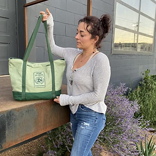 Hemp Go Green 100% Hemp Canvas Washable Heavy-Duty Zippered Tote Bag - Every Day Carry Tote Bag