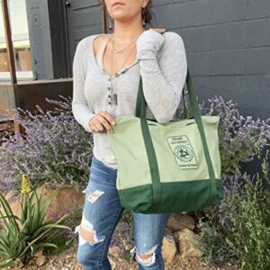 Hemp Go Green 100% Hemp Canvas Washable Heavy-Duty Zippered Tote Bag - Every Day Carry Tote Bag