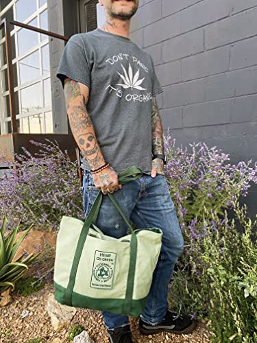 Hemp Go Green 100% Hemp Canvas Washable Heavy-Duty Zippered Tote Bag - Every Day Carry Tote Bag