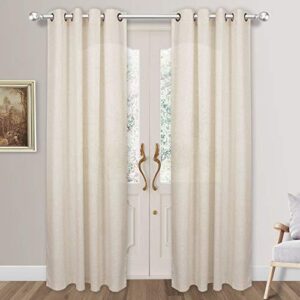 VOILYBIRD Palma Light Filtering Drapes Natural Linen Blended Semi Sheer Curtains 84 Inches Long Bronze Grommet for Bedroom (Natural, 52" W x 84" L, 2 Panels)