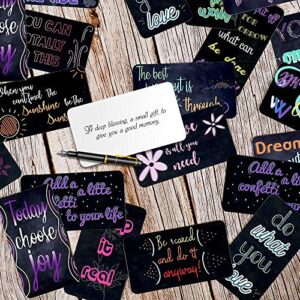 SpringFlower 100 Pack Motivational Quote Cards-Positive Affirmation, Encouragement, Inspirational and Kindness note cards For Kids' Lunch Box-Chalkboard Design(Business Card Size and Blank Back)