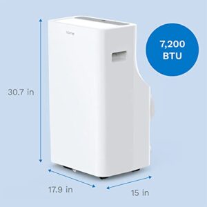 hOmelabs 7,200 BTU Portable Air Conditioner - Quiet AC Unit Cools Rooms up to 450 Square Feet - with Wheels, Washable Filter, Remote Control and LED Indicator Lights