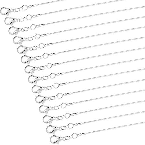 Paxcoo 30 Pack Necklace Jewelry Chain Bulk Silver Snake Chain Necklace for Jewelry Making, 1.2 mm (22 Inches)