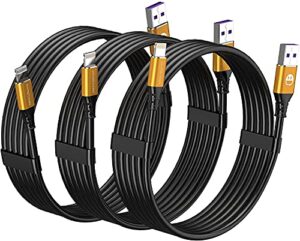 3pack iphone charger cable 6ft,mfi certified lightning cable long 6 foot charging cord for apple iphone 14 13 12 11 pro x xs max xr/8 plus/7 plus/6/6s plus/5s /5c/ipad mini air (gold)