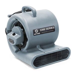 dryser air mover carpet dryer 3 speed 1/3 hp industrial floor fan with 2 gfci outlets - gray stackable carpet drying fan blower