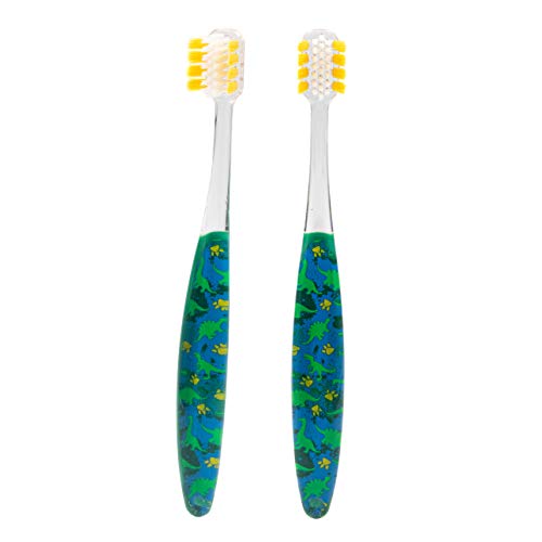 Ooak,Manual Kids Toothbrush, Tapered V++Max Soft Bristles, 2 Pack - Dinosaur