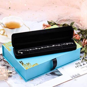 Black Velvet Bracelet Necklace Watch Case Pendant Chain Gift Box for Engagement Christmas Thanksgiving Birthday Gifts (12 Pieces)