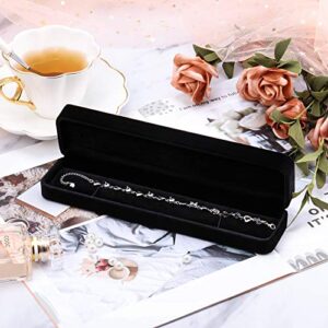 Black Velvet Bracelet Necklace Watch Case Pendant Chain Gift Box for Engagement Christmas Thanksgiving Birthday Gifts (12 Pieces)