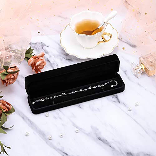 Black Velvet Bracelet Necklace Watch Case Pendant Chain Gift Box for Engagement Christmas Thanksgiving Birthday Gifts (12 Pieces)