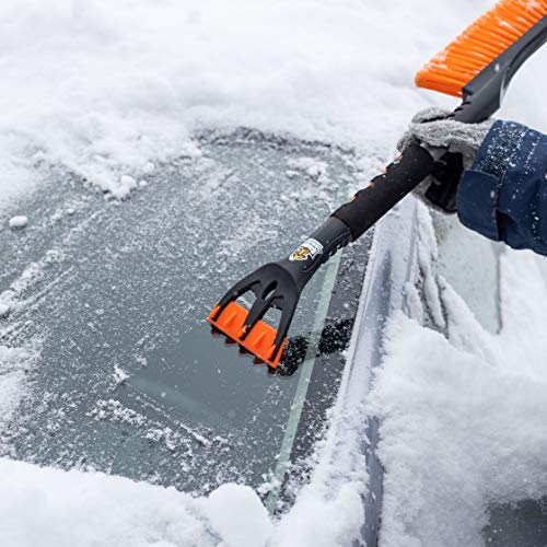 BIRDROCK HOME 24" Snow Brush with Detachable Ice Scraper for Car | 9" Wide Bristle Brush | Size: Car & Small SUV | Lightweight Aluminum Body with Ergonomic Grip