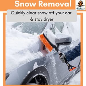 BIRDROCK HOME 24" Snow Brush with Detachable Ice Scraper for Car | 9" Wide Bristle Brush | Size: Car & Small SUV | Lightweight Aluminum Body with Ergonomic Grip