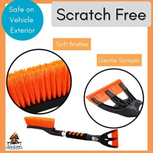 BIRDROCK HOME 24" Snow Brush with Detachable Ice Scraper for Car | 9" Wide Bristle Brush | Size: Car & Small SUV | Lightweight Aluminum Body with Ergonomic Grip