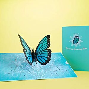 Lovepop Mother's Blue Morpho Pop Up Card - 3D Card, Card for Mom, Mom Birthday Card, Mother's Day Pop Up Card, Card for Wife, Greeting Card Pop Up, Butterfly Card, Nature Card