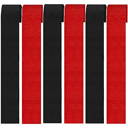 Black and Red Crepe Paper Streamers Party Streamer Decorations - Party Decoration Supplies - Great for Various Birthday Party Wedding Festival Party Decorations (12 Rolls, Black Red)