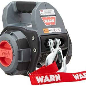 WARN 101575 Handheld Portable Drill Winch with 40 Foot Synthetic Rope: 750 lb Pulling Capacity , Gray