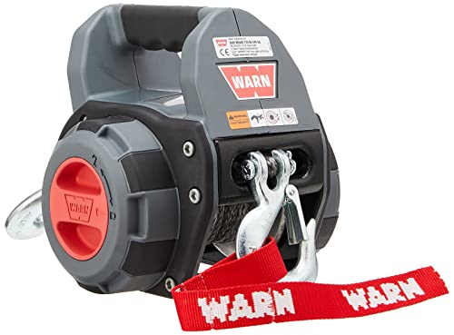 WARN 101575 Handheld Portable Drill Winch with 40 Foot Synthetic Rope: 750 lb Pulling Capacity , Gray