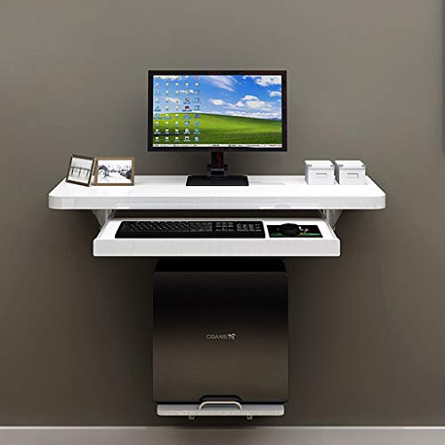 WZHONG Wall Floating Computer Desk Table Study Writing Desk Portable Laptop Desk with Main Frame and Adjustable Keyboard Tray (Size : 80cm)