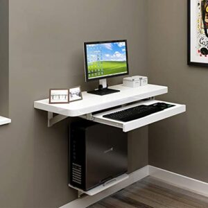 WZHONG Wall Floating Computer Desk Table Study Writing Desk Portable Laptop Desk with Main Frame and Adjustable Keyboard Tray (Size : 80cm)